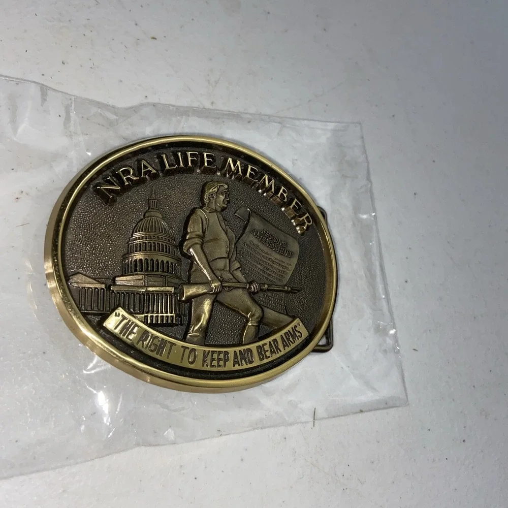 NRA Life Member Right To Bear Arms Belt Buckle‎ Solid Brass Jadco Hunting Guns